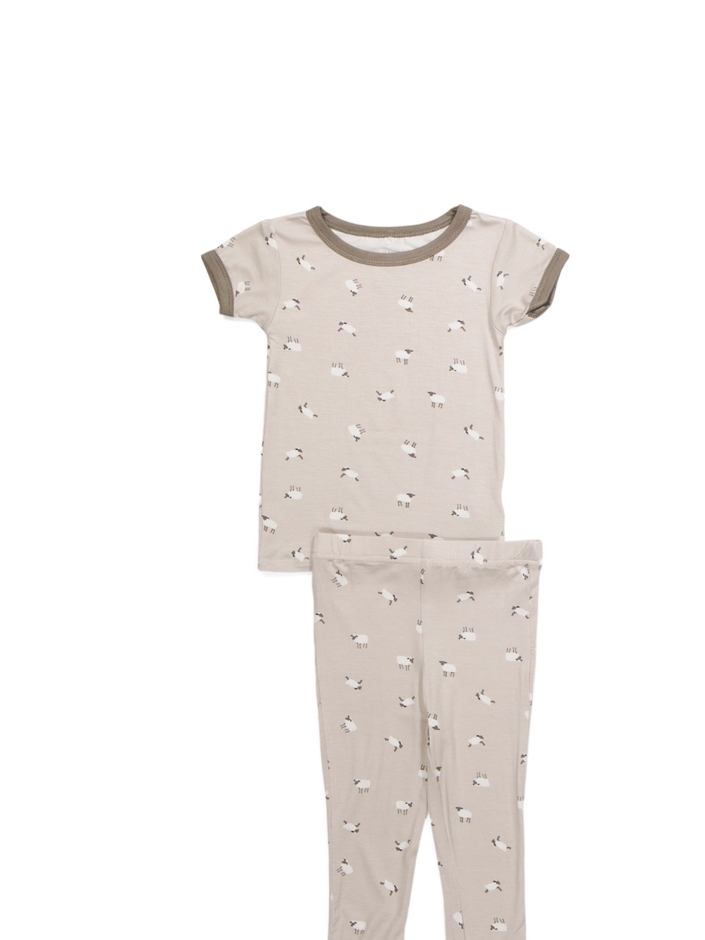 Milkberry Beige Kids Sheep-Print Short Sleeve Pajama Set 24M (Cross Posted)